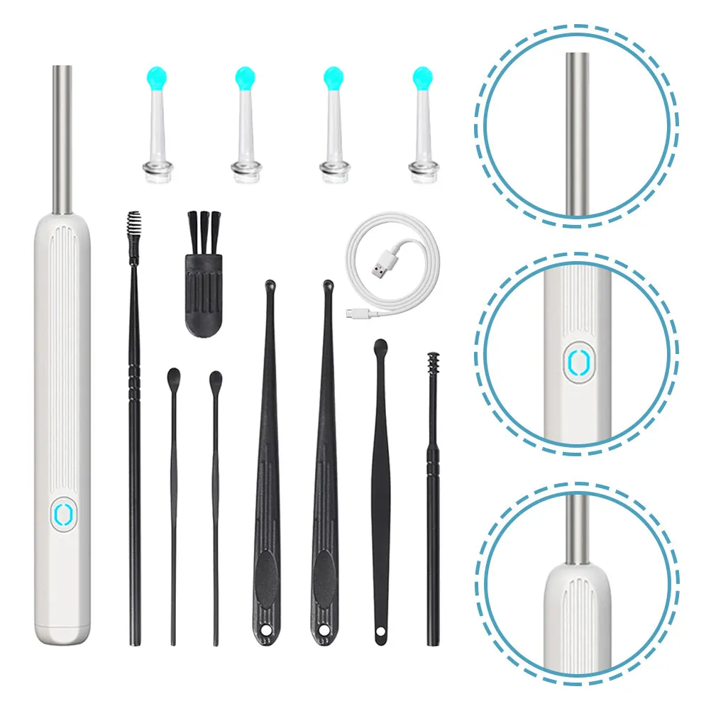 

1Set Portable Ear Otoscope with Camera 1296P Resolution Ear Cleaning Tool Kit for Safe Wax Removal and Oral Check