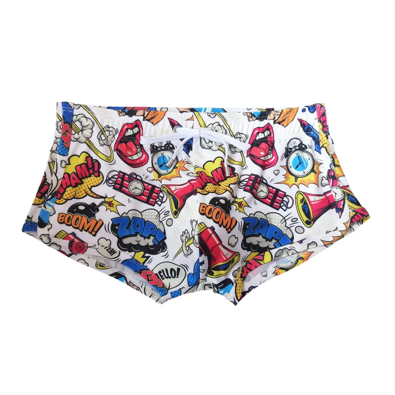 بدلة سباحة مطبوعة للرجال ، شورتات رياضية منخفضة الخصر ، بنطلون سريع الجفاف ، بنطلون بزاوية مسطحة ، على الطراز الأوروبي والأمريكية #5