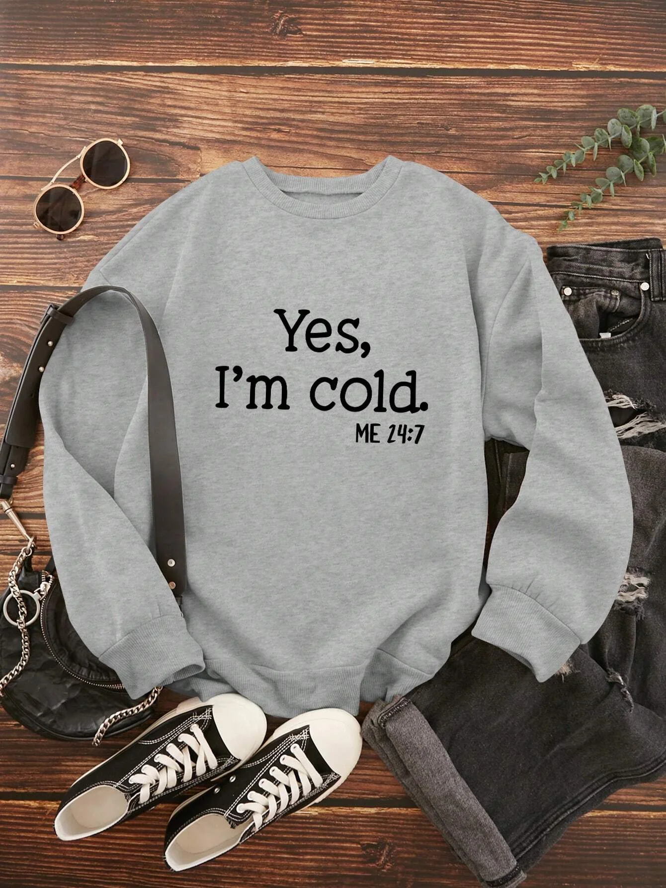 New In Yes I\'m Cold Letter Graphic Print Women\'s Sweatshirts Oversized Hoodies Women Clothing Long Sleeve Casual Top Fashion