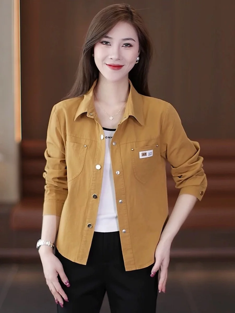 

ort Loose Women's Jaet Outerwear Thin Korean Sle Casual Spring Autumn Top Warm Long Sve Collar Regular Length