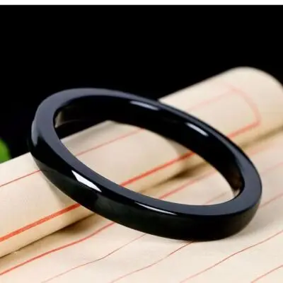 Certified Hetian jade ink jade square Chalcedony Black Jade Bracelet Bangle