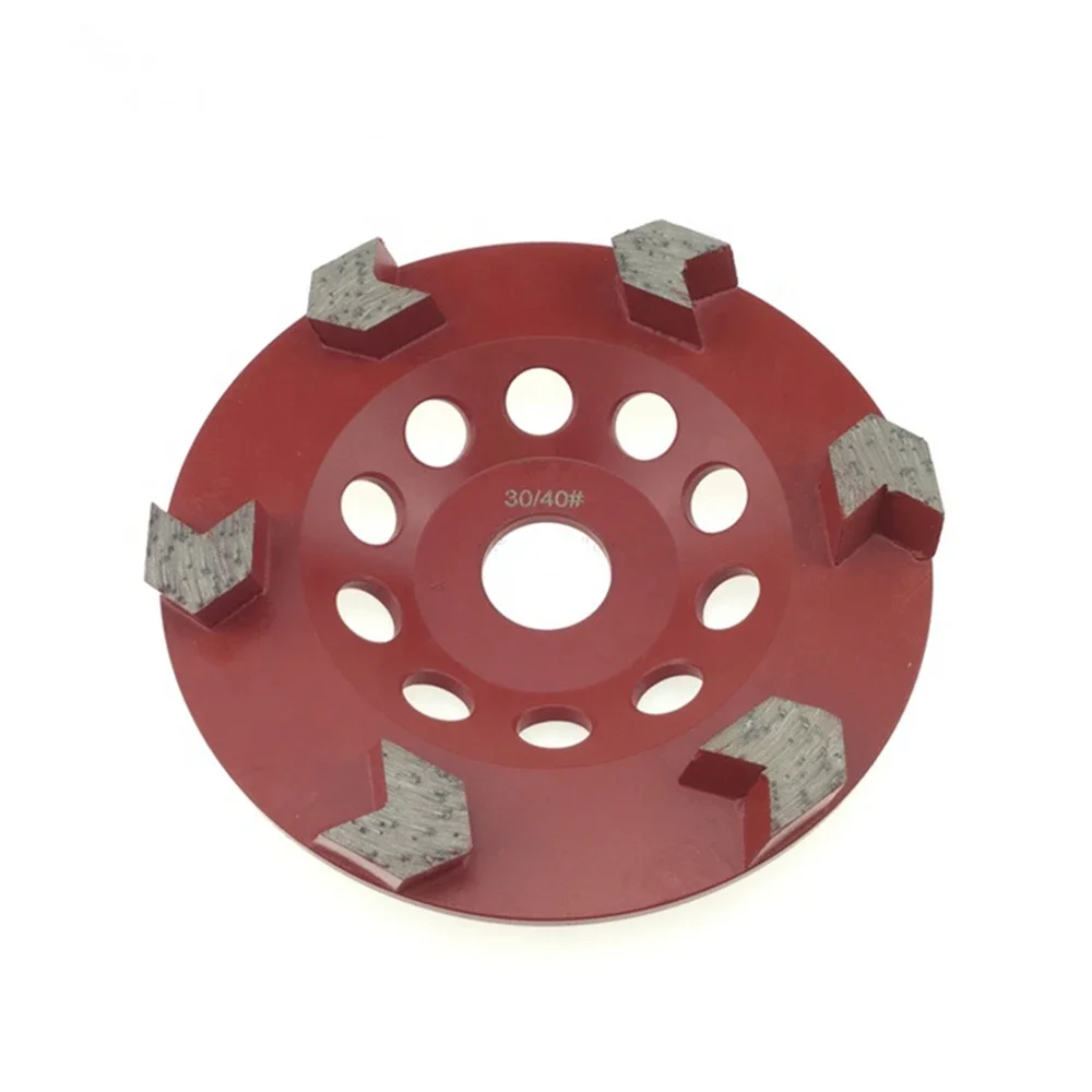 5 Inch Diamond Grinding Cup Wheel with M14 Thread and 22.23mm Bore for Concrete Floor - 9PCS, Featuring Six Arrow Segments
