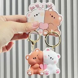 Creative Cat Keychain High Quality Mini Resin Couple Key Chain Cute School Bag Pendant Women