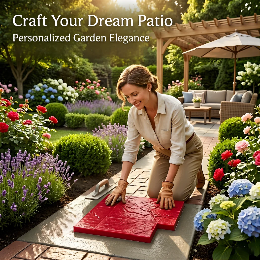 Reusable Concrete Texture Mold, DIY Patio Paver Stamp, Lightweight Plastic Garden Path Form, Marble & Slate Imprint for Walkway