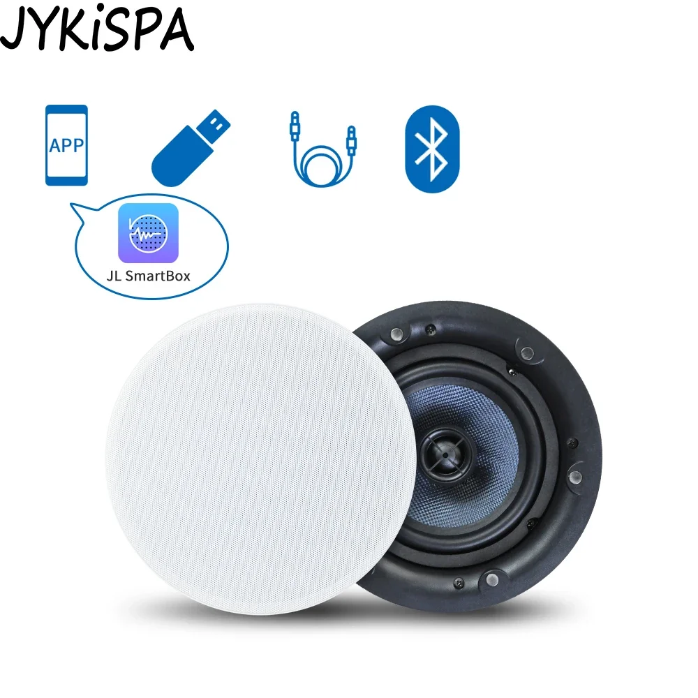 5.25\'\' Frameless Bluetooth Coaxial Ceiling Speaker Built-in Digital Power Amplifier with Magnetic Grill Speakers Support AUX USB