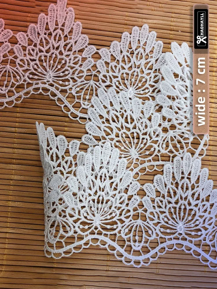 1 Yard 7CM Wde Luxury Embroidered Mesh Lace Trimmings for Fringe Even Wedding Dress Patches Sewing Accessories Fabric Supplies