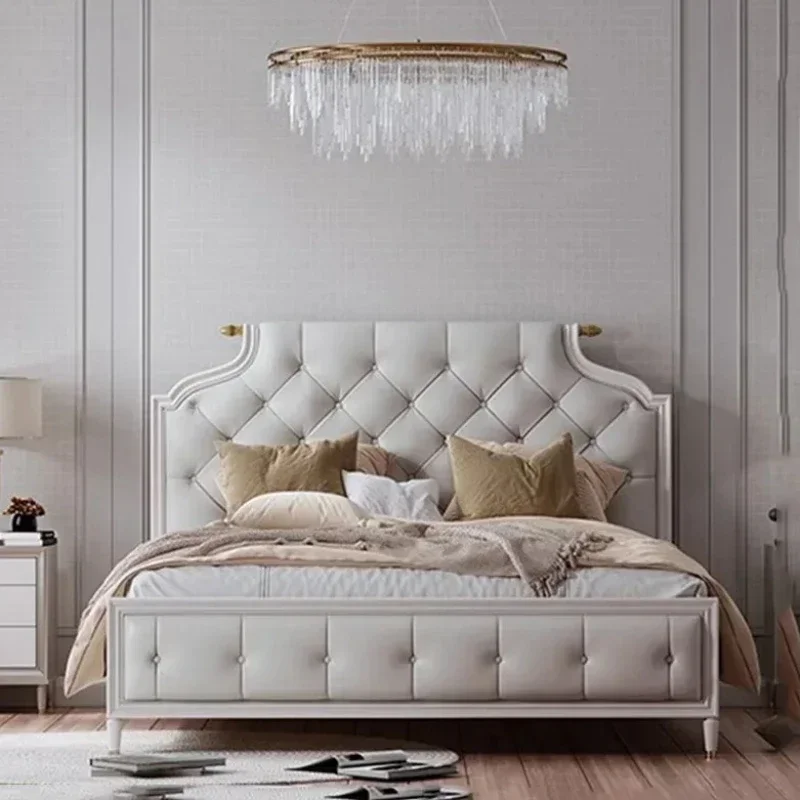 Show Aesthetic Frame Double Bed Drawers Leather Queen Double Bed Luxury Bedding Camas Modern Muebles Entrance Hall Furniture