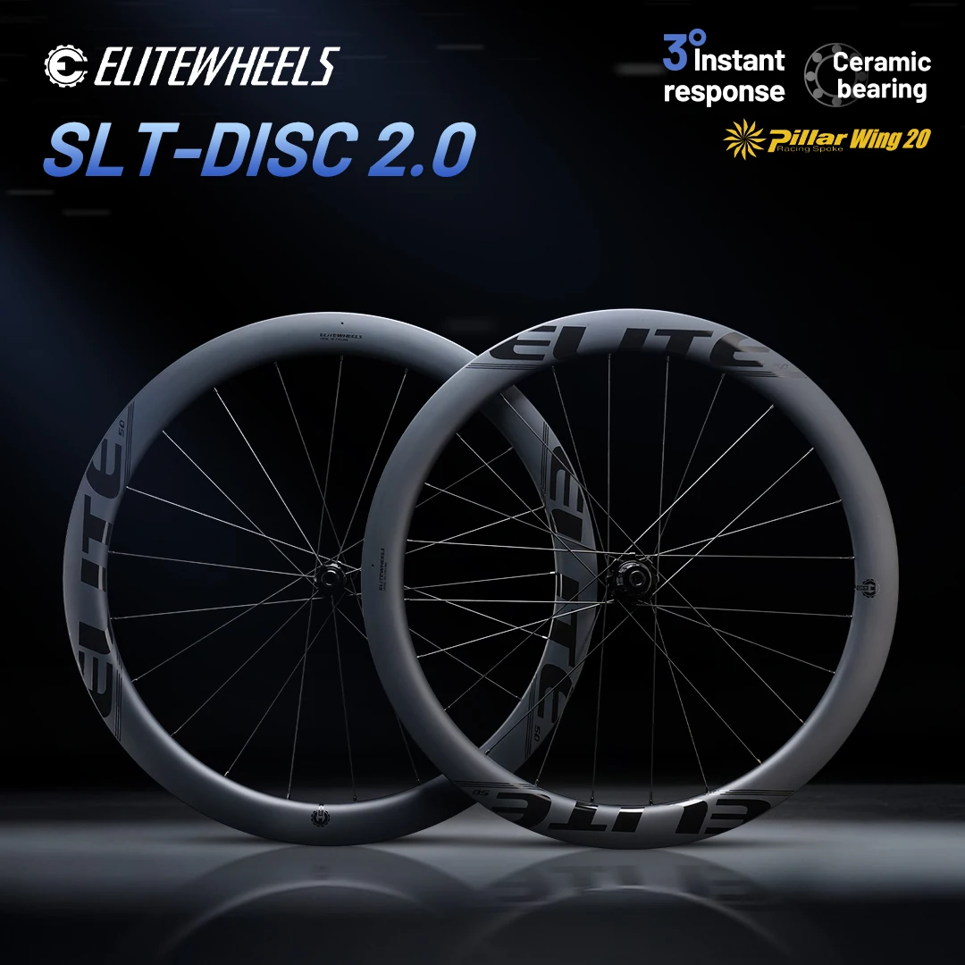 

ELITEWHEELS Low Resistance SLT DISC 2.0 Wing 20 Spokes 4 Pawls Ceramic Bearing Center 700C Wheelset Lock Disc Brake