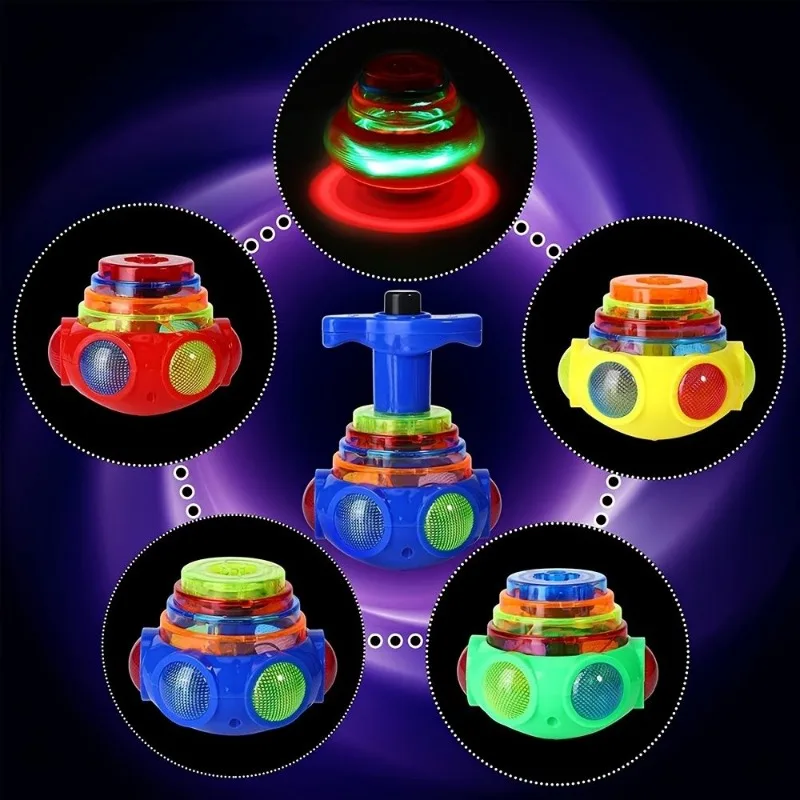 Juguete giroscópico musical para niños, luces LED intermitentes coloridas y giratorias luminosas, regalo educativo interactivo Musical para niños