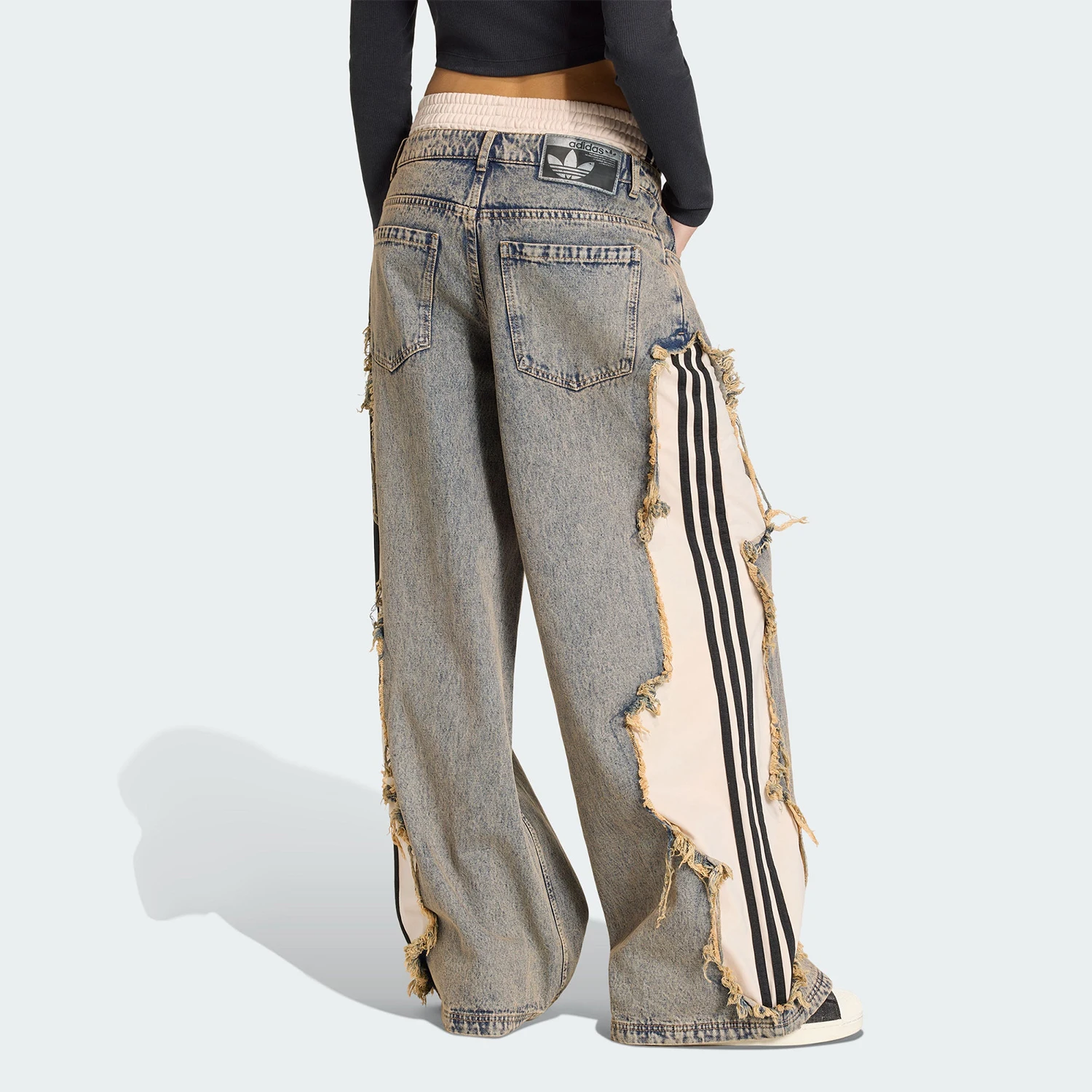 Adidas Authentic Three Leaves Women's Knitted Loose Casual Denim Pants KY5193