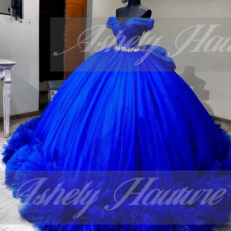 Customized Royal Blue 15 Year Old Girl Quinceanera Dresses Bow Ruffle Ball Gown Women Prom Special Occasion Wear Party 14 26 New image 6