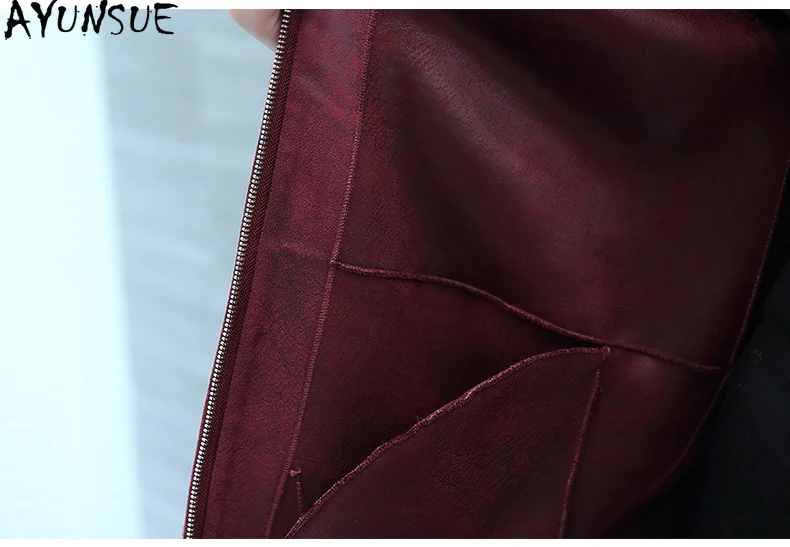 AYUNSUE 100% معطف فرو الصوف ملابس حريمي الدافئة الثعلب الفراء طوق الخريف الشتاء سترة الأغنام شيرلينغ معاطف امرأة 2025 فضفاضة تناسب