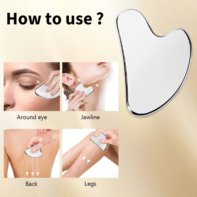 Gua Sha Board Guasha Massage Face Stainless Steel Body Massager Facial Scraping Plate SPA Guasha Scraper Neck Back Care Massager