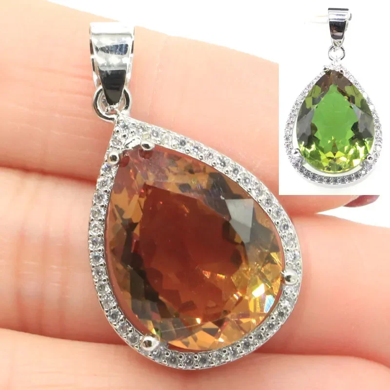 7g Real personalizado 925 colgante de plata esterlina sólida forma de gota Zultanita naranja Spessartine peridoto Londres azul aguamarina CZ D