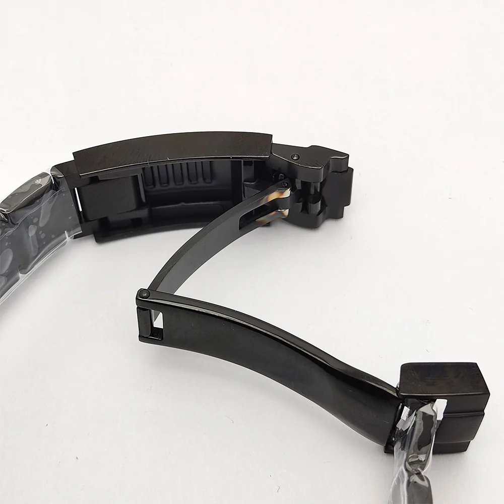 44mm NH35 시계 블랙 스테인리스 스틸 손목시계 사파이어 글라스 방수 남성용 시계 NH35 무브먼트 오토매틱 시계 DIY 로고