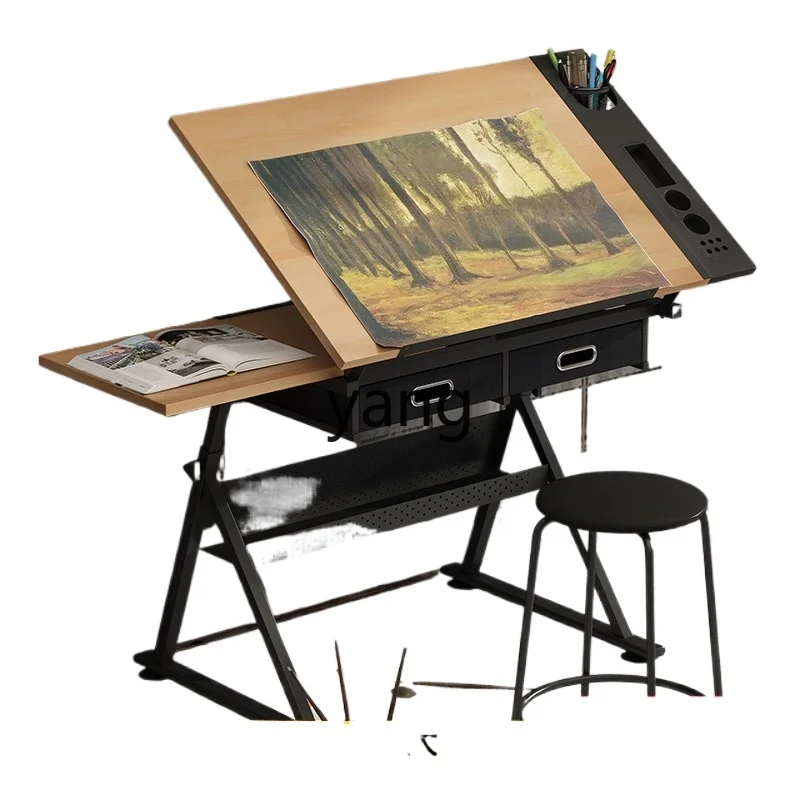 Yjq Adjustable Painting Table Art Drawing Drafting Table Desk Workbench Table