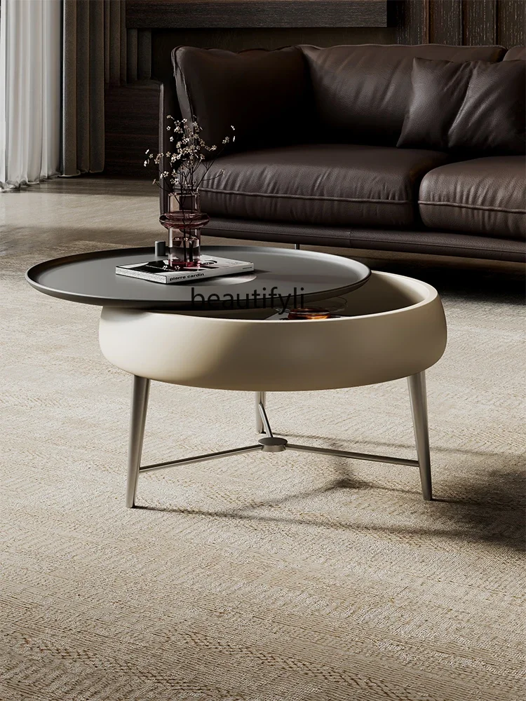 Italian minimalist round coffee table living room tea table paint process designer creativity