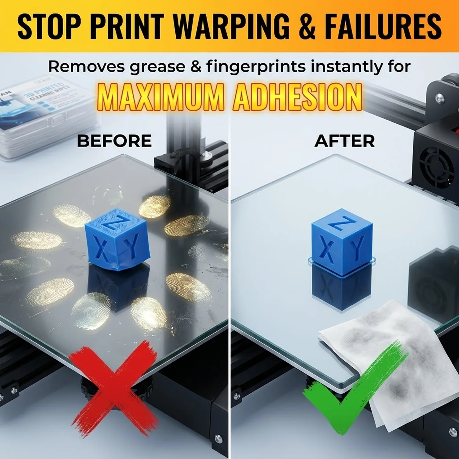 3D Printer Cleaning Wipes Lint-Free Prep Pads for PEI Sheet Glass Bed Resin Vat LCD Screen Enhance Adhesion Anti-Warp 30Pcs