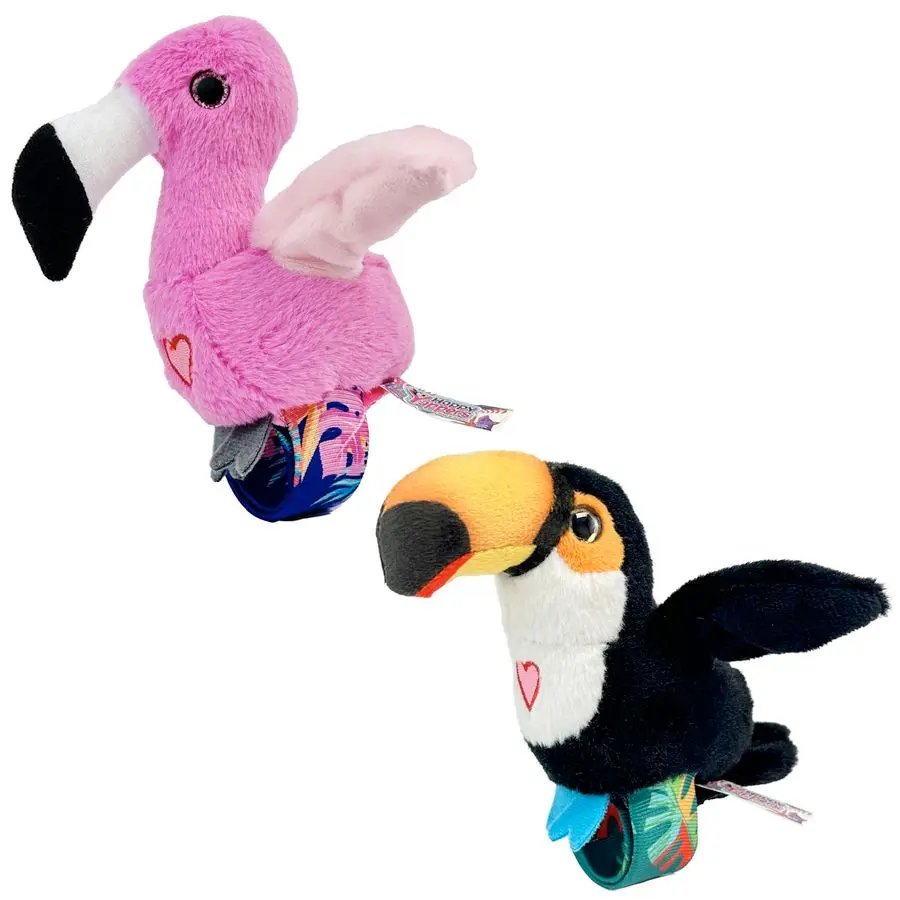

Yappers Birds 2 Pack Toucan amp Flamingo Slap Bracelet Interactive Plush Toy Birds, They ChatSingMimic Each Other, Flap Wings, K