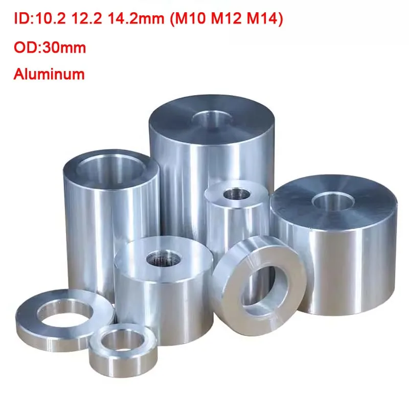 Beicai 1pcs Aluminum Bushing Gasket M10 M12 M14 Diameter 30mm Flat Washer Gasket No Thread Standoffs Spacer Sleeve Shaft Sleeve