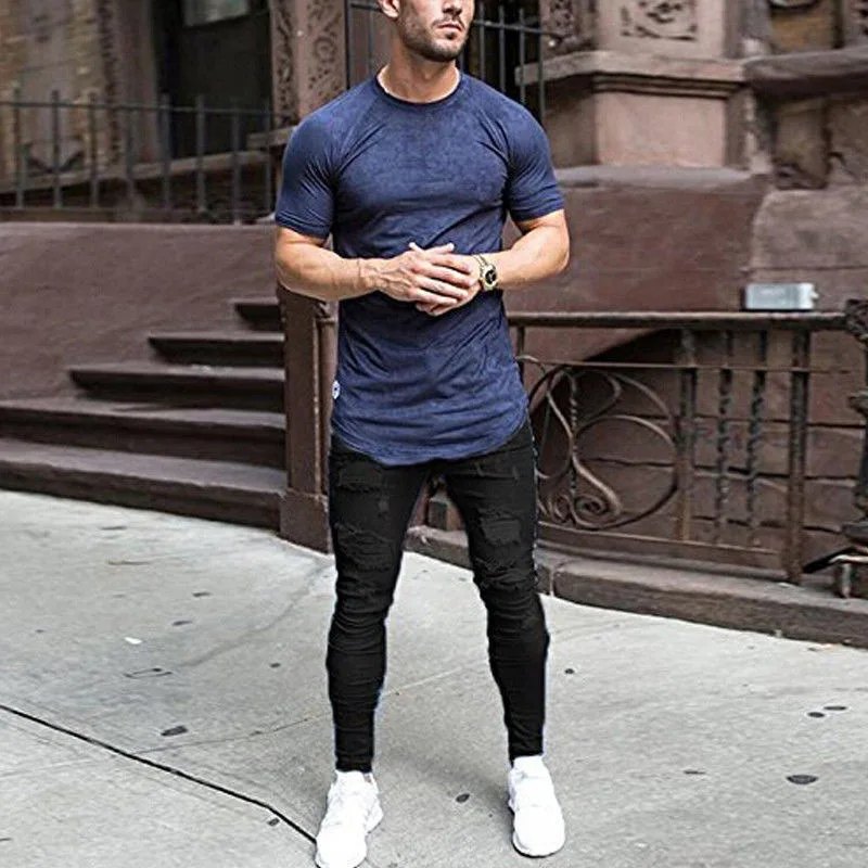 Nouveaux pantalons pour hommes 2021 automne blanc déchiré style européen noir taille haute denim pantalon vêtements pour hommes taille européenne