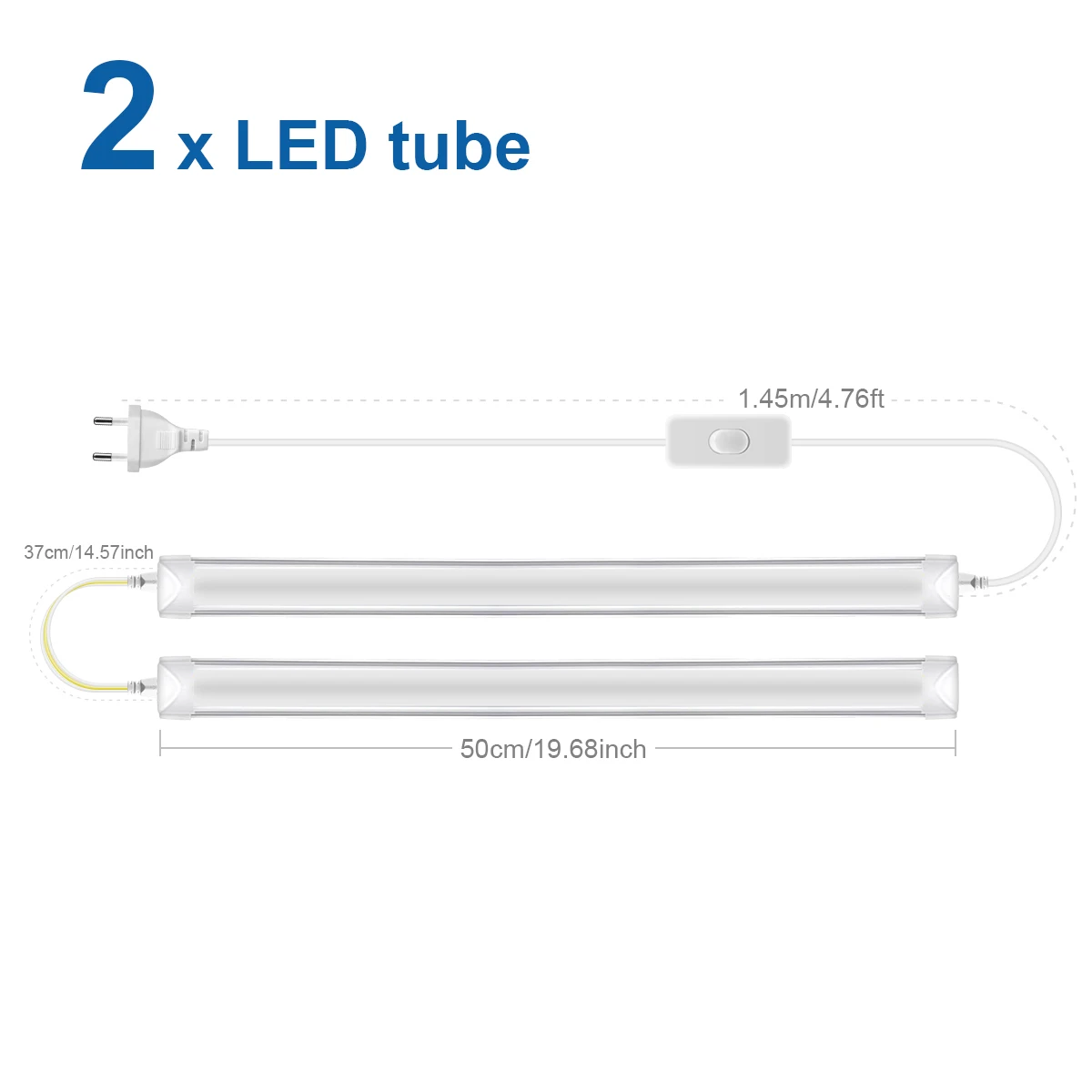 220 V EU-Stecker T8-Röhre LED-Leiste LED-Licht für Zuhause Küche Schrank Decke Barre LED 50 cm 25 W Lampe mit 2-reihigem LED-Chip Superhell