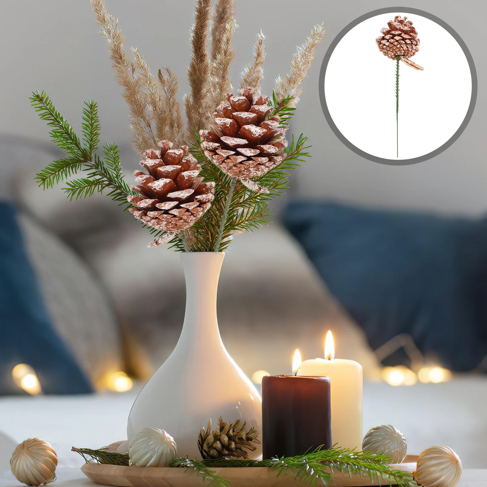 

20Pcs Christmas Pinecone Craft Picks Festive Rustic Decor for Holiday Mantel Table Garland DIY Winter Seasonal Tree Displays