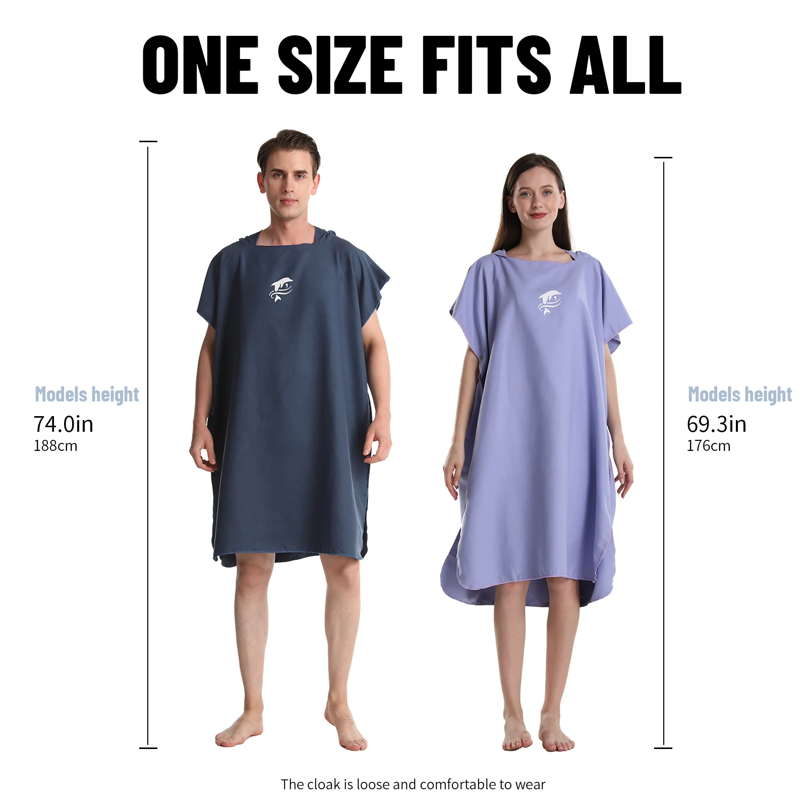 Mutao Unisex Surf Poncho Robe Handtuch, Mikrofaser Bademantel Ponchos Surfer Robe zum Surfen Schwimmen Tauchen Strand – Detail 8