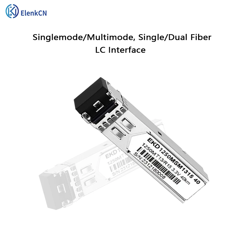 Wtyczkowy moduł optyczny 1.25G SFP z podwójnym interfejsem LC jednomodowy podwójny światłowód 1310nm 10-120km gigabitowy moduł optyczny