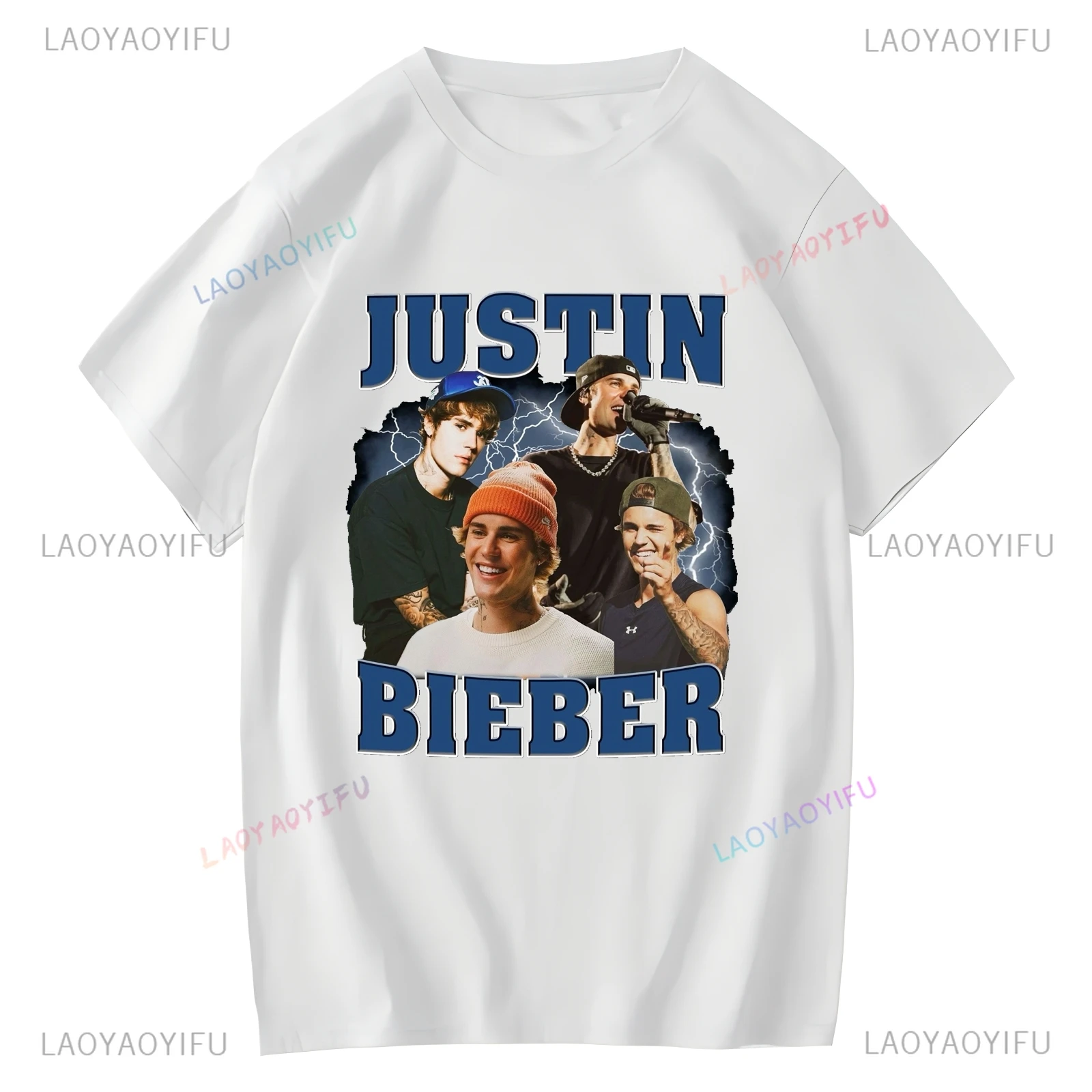 Spring/Summer 2024 New Justin Bieber Cover Poster T-shirt O-Neck Short-sleeved Fashion Casual Unisex T-shirt Street Wear