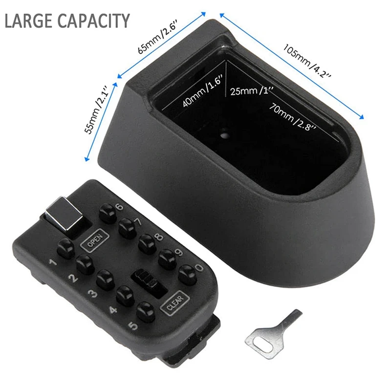 กล่องกุญแจล็อคกุญแจแบบมีตัวเลข10หลัก1ชุดกล่องกุญแจปุ่มสำหรับติดผนังด้านนอกสำหรับบ้านสีเทาเข้ม