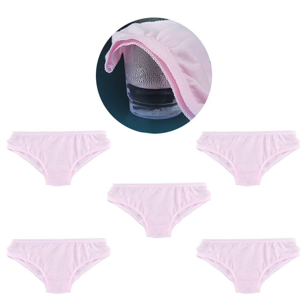 

5Pcs Disposable Breathable Cotton Panties Soft Elastic Waist Travel Business Postpartum Underwear Pink Xl Disposable Panties