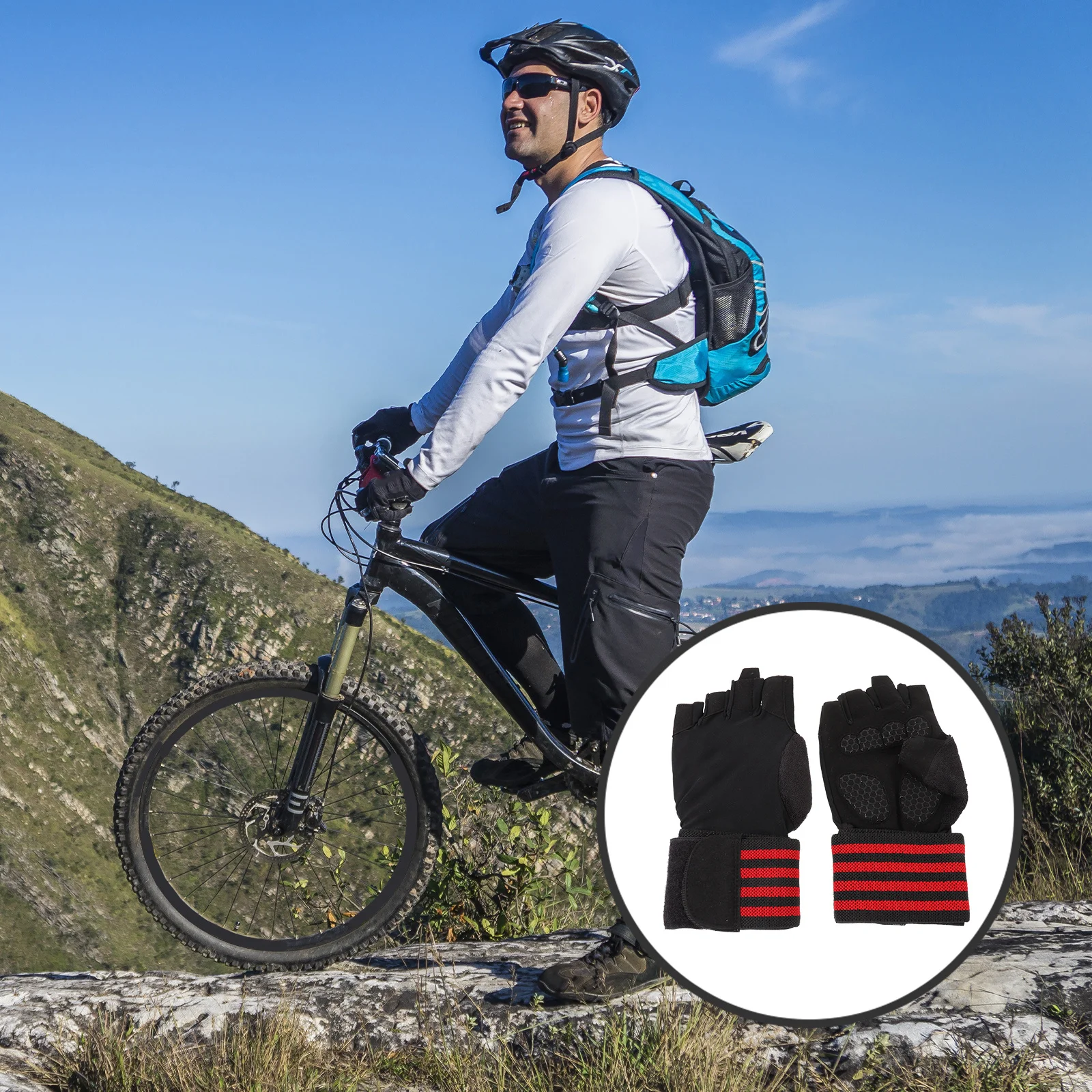 

1 Pair Sun Protection Ice Silk Gloves Breathable Non-Slip Half Finger Cycling Gloves For Outdoor Fitness Unisex