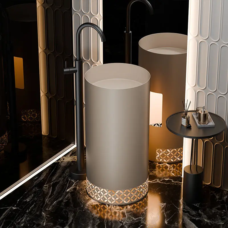 Creative hollow art with lamp Stainless steel column  Bar integrated floor-to-ceiling wash  Hotel wash