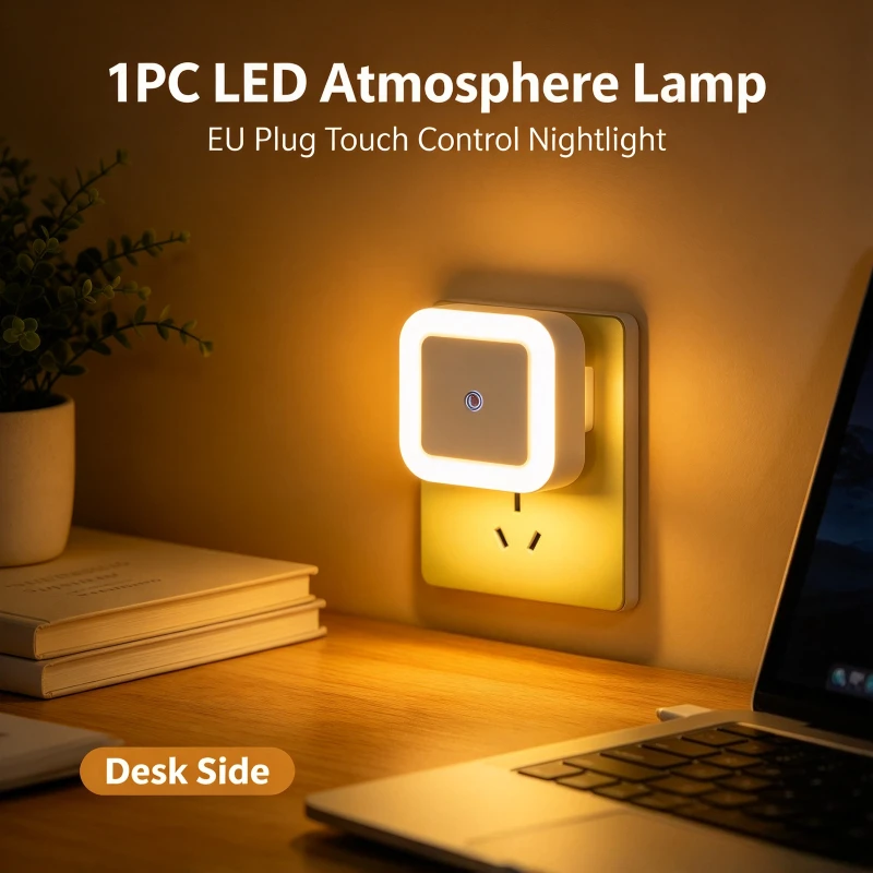 1PC LED Atmosphere Lamp Modern Decorative Lighting EU Plug Touch Control Portable Nightlight Bedroom Staircase Hallway Lamp