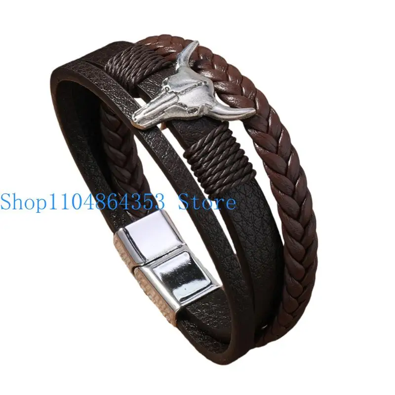 652F PU Leather Bracelet Polished Finish Wristband Combines with Functionality
