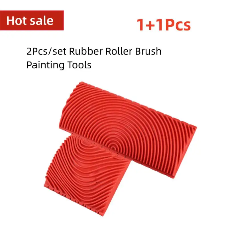 

2Pcs/set Rubber Roller Brush Painting Tools Imitation Wood Graining Wall Painting Home Decoration Art Embossing DIY Graining