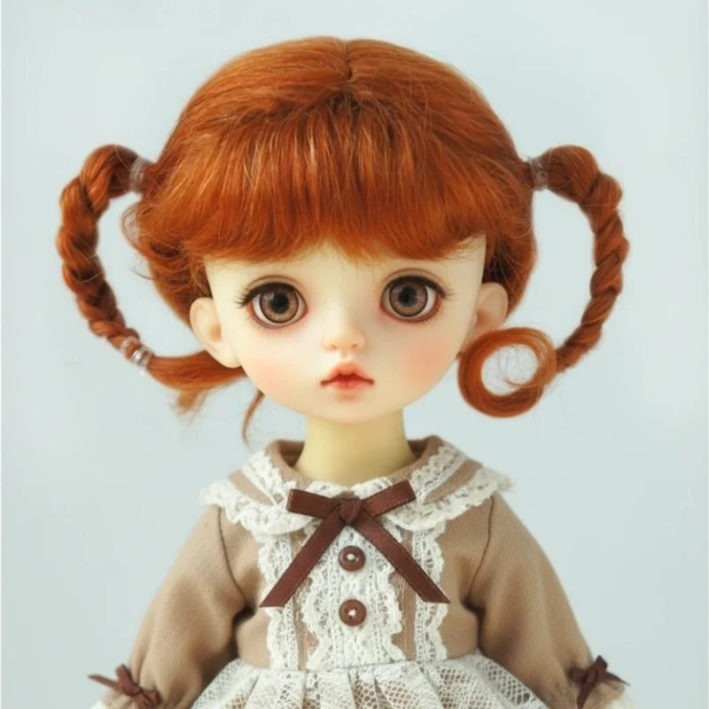 JD495 6-7inch 1/6 Double Curly Braids Pony Mohair YOSD Doll Wigs  BJD Toy Doll  Hair