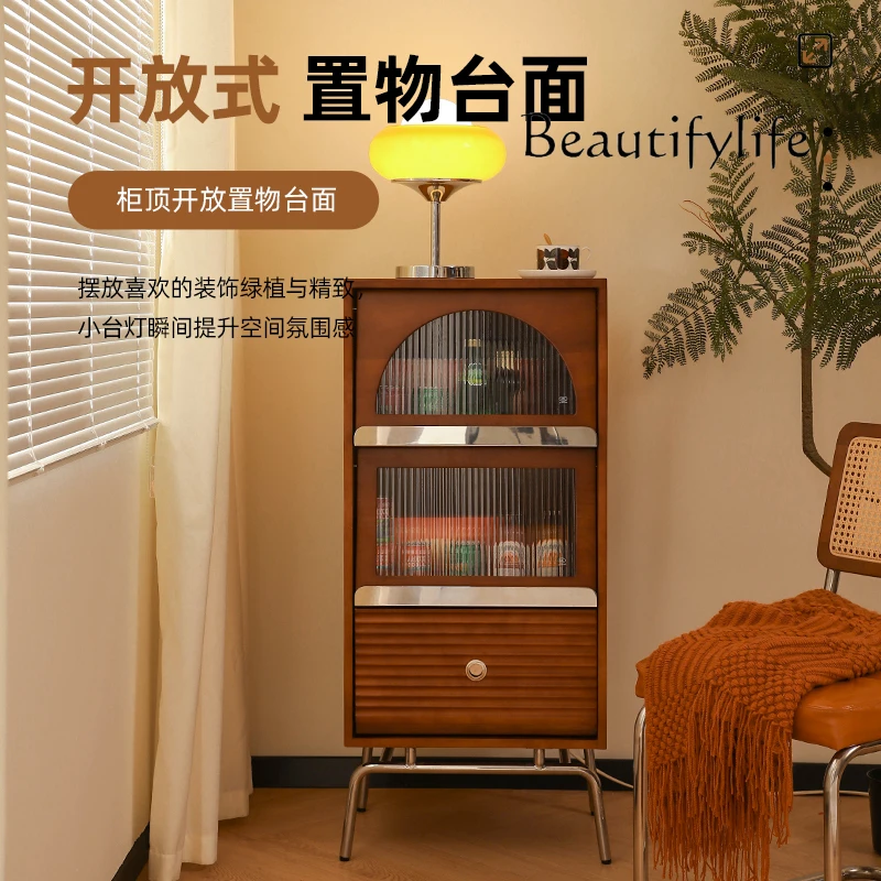 Japanese-Style Living Room Middle-Ancient Cabinet Magazine Storage Cabinet Nordic Retro Floor Storage TV Side Cabinet