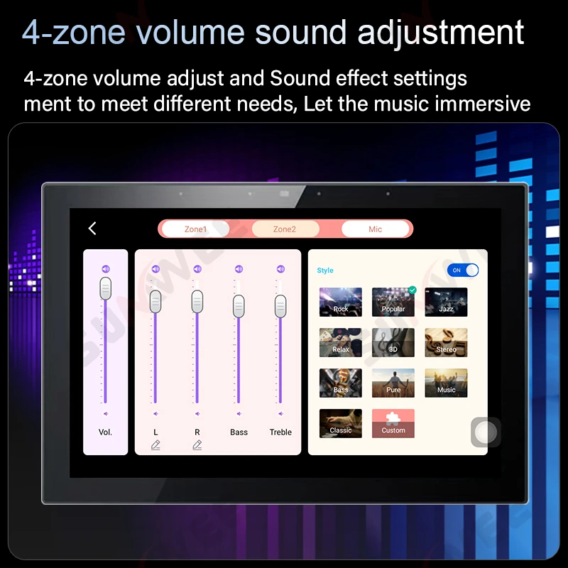 10inch android 11 smart home sound in wall amplifier 2 zones audio 4 zones sound effect regulate music control panle player HDMI