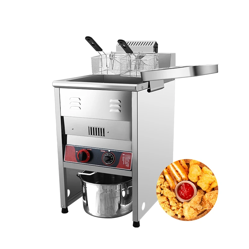 Stainless Steel French Fries Machine Vertical Type Commercial Potato Chip Fryer Gas Deep Fryer