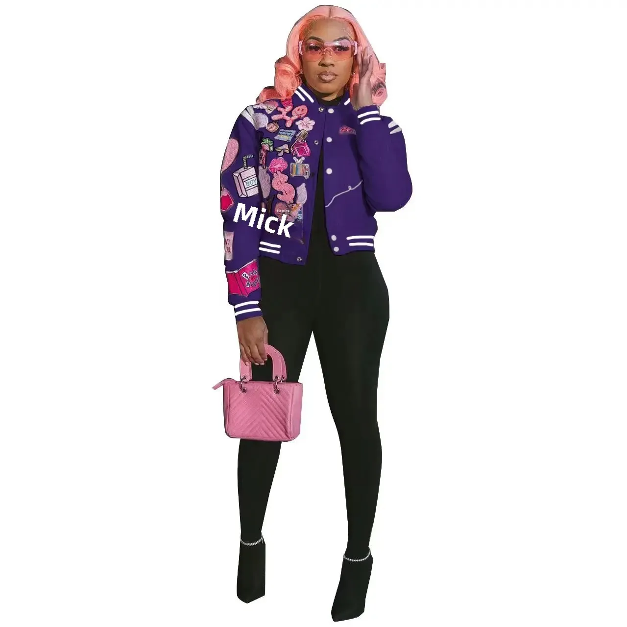 حجم كبير WB9150 حجم كبير المرأة المألوف المطبوعة زر الضغط الكرة سترة عبر الحدود السلع سميكة رقيقة لفصل الشتاء... #5