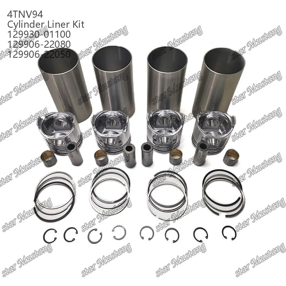 4TNV94 Cylinder Liner Kit 129930-01100 129906-22080 129906-22050 Suitable For Yanmar Engine Parts