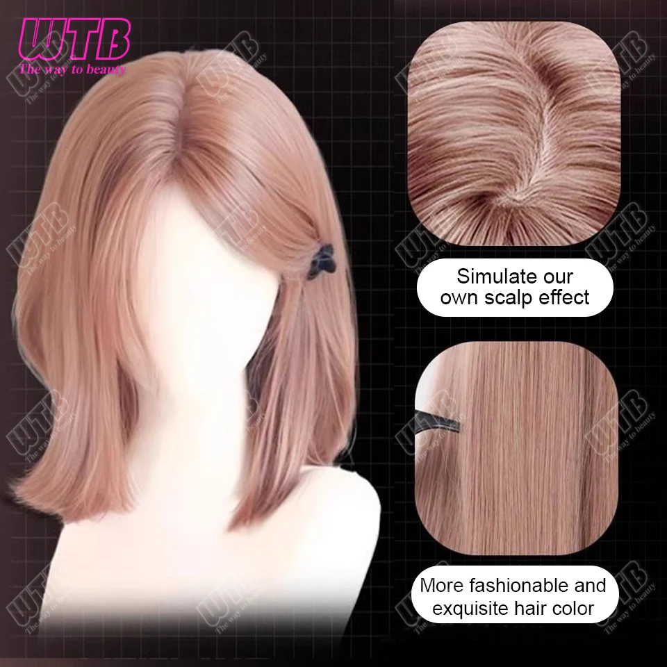 باروكات صناعية قصيرة طبيعية للنساء، باروكة بوب مستقيمة، درجة حرارة عالية، باروكات للحفلات التنكرية اليومية، شعر مقاوم للحرارة #2