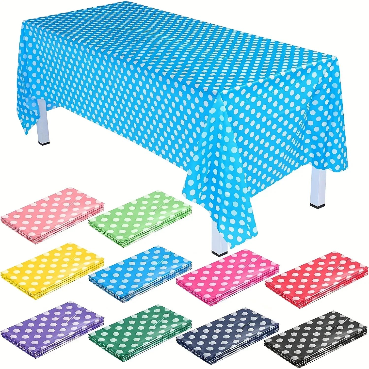 Waterproof And Oil-Proof Polka Dot Disposable Rectangular Tablecloth Peva Material Restaurant Hotel Tablecloth For Home Party