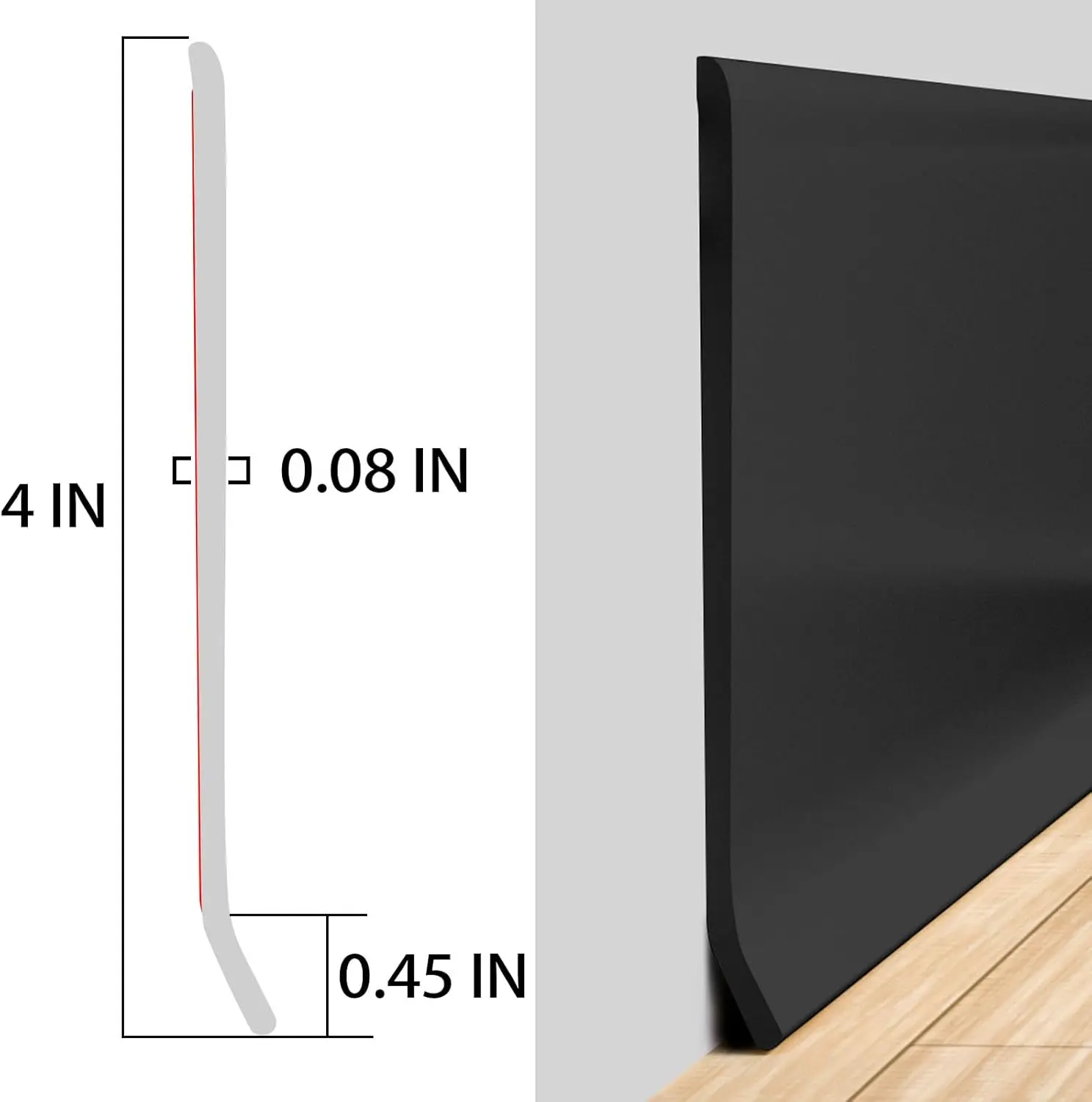 Flexible Baseboard Trim - Vinyl Cove Base Peel and Stick Baseboards Molding Trim Self Adhesive Wall Base Floor Baseboard