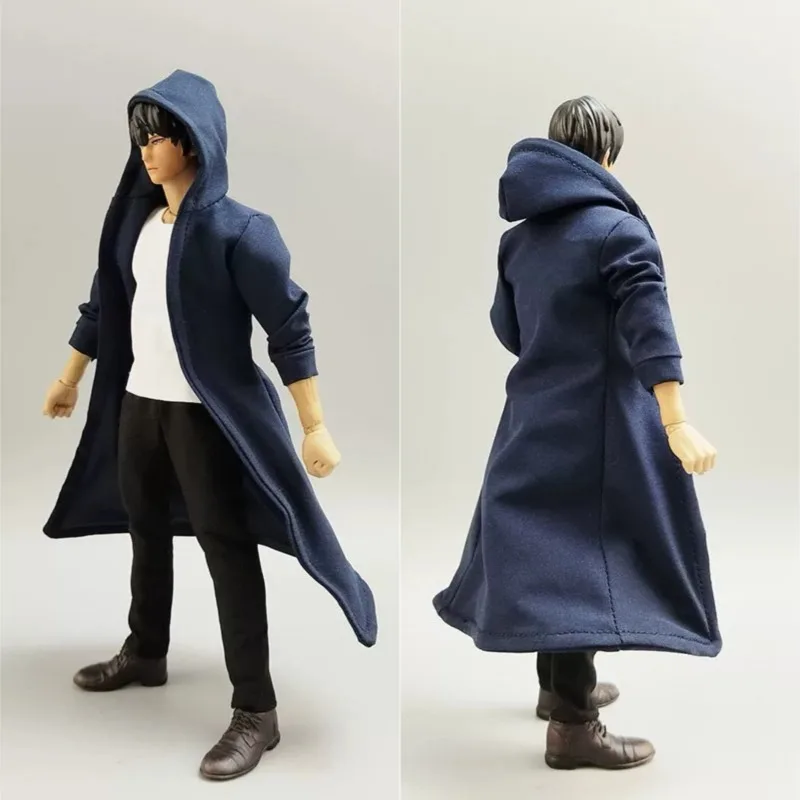 1/12 Scale Trendy Long Trench Coat T-shirt Pants Clothes Model for 6" Posable Male Action Figure Doll Clothes Display