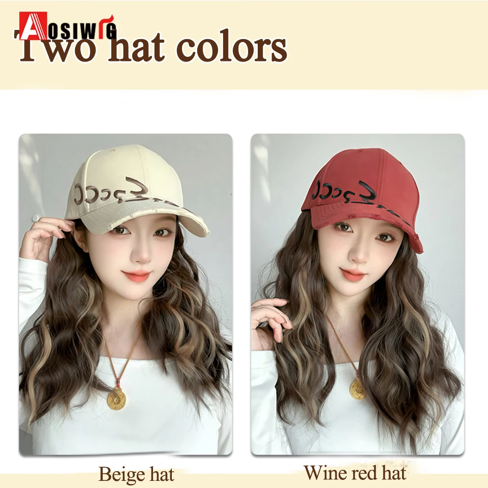 قطعة واحدة قبعة شعر مستعار الاصطناعية قبعة شعر مستعار قصير المياه متموجة وصلات شعر مرفقة للمرأة قبعة بيسبول قابل للتعديل الباروكات البني Blon