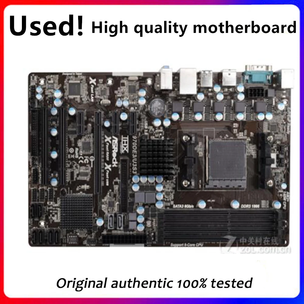 AM3+ AM3b For ASRock 970DE3/U3S3 Motherboard Socket AM3 DDR3 For AMD 970 Original Desktop Mainboard SATA II Used Mainboard