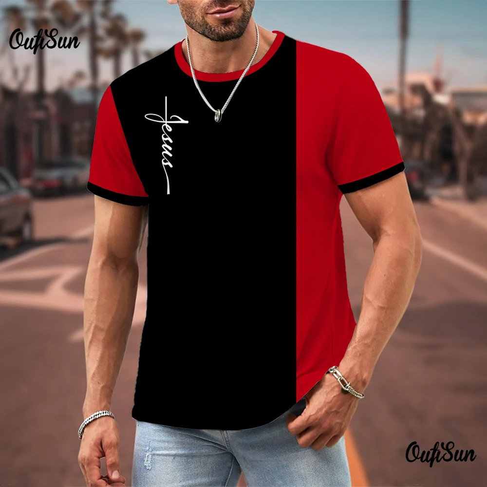 2024 Men\'s T-Shirt The Crusades Jesus 3d Print Summer T Shirt For Man Short Sleeve Fashion Casual Streetwear Men\'s Clothing Tops